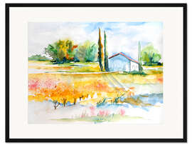 Gerahmter Kunstdruck Blumenlandschaft