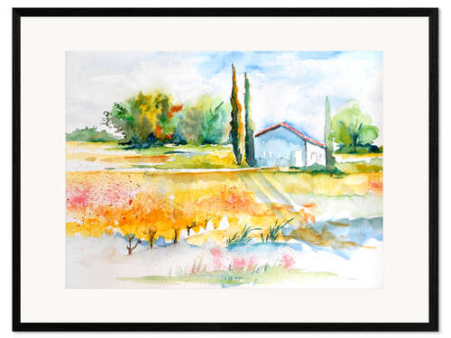 Plakat artystyczny premium w ramie flower landscape