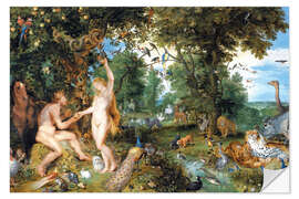 Selvklebende plakat The Garden of Eden with the Fall of Man