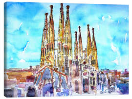 Lærredsbillede  Turquoise sky over the Sagrada Familia - M. Bleichner