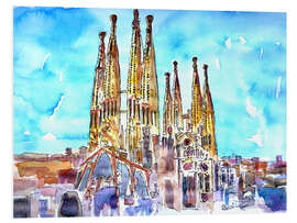 Foam board print Turquoise sky over the Sagrada Familia