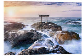 Acrylic print Japanese Torii in Japan near the beach