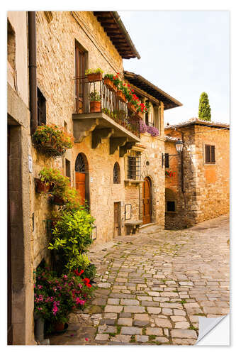 Naklejka na ścianę Montefioralle - Mediterranean alley in Tuscany