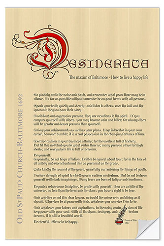 Wandsticker Desiderata (Englisch) III