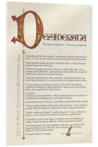 Acrylglas print Desiderata English IV