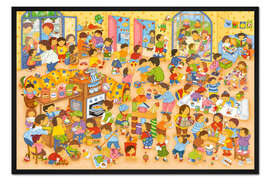 Gerahmter Kunstdruck Ein Tag im Kindergarten