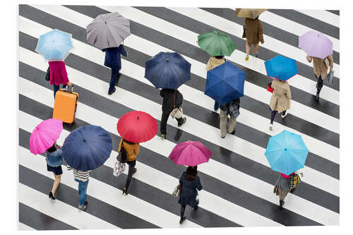 Quadro em PVC Many people on the street during rainy season