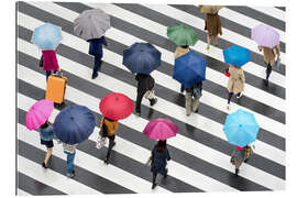 Gallery print Many people on the street during rainy season