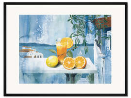 Gerahmter Kunstdruck Glas mit Orangen