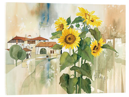 Stampa su vetro acrilico Sunflower greetings