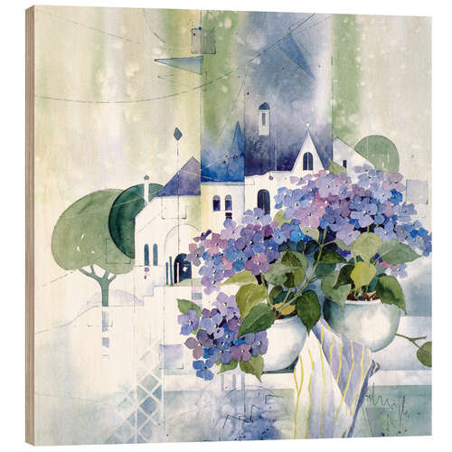 Hout print Hydrangeas