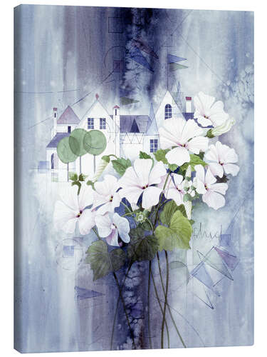 Canvas print View with sweet peas