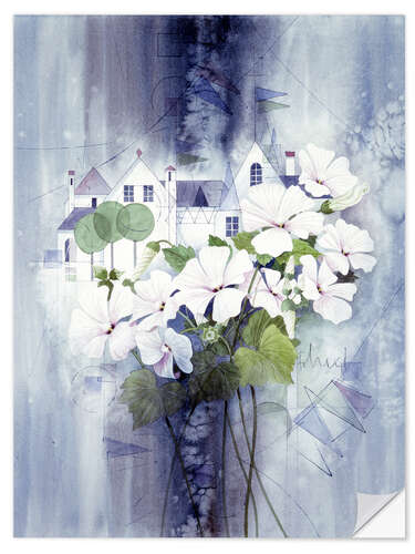 Selvklebende plakat View with sweet peas