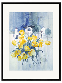 Ingelijste kunstdruk View with tulips