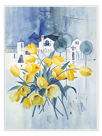 Wandbild Ansicht mit Tulpen - Franz Heigl