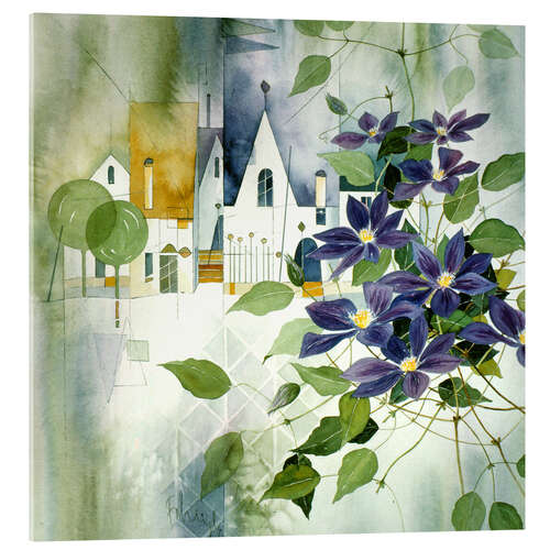 Quadro em acrílico Rural impression with clematis