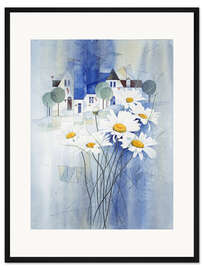 Gerahmter Kunstdruck Ansicht mit Margeriten