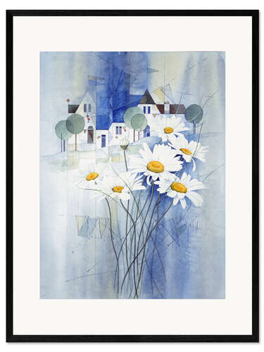 Ingelijste kunstdruk View with marguerites