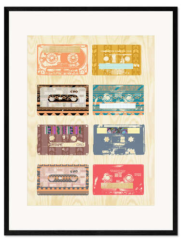 Plakat artystyczny premium w ramie Vintage Tapes Collage