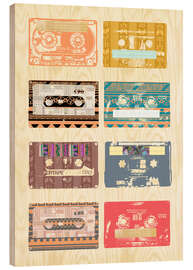 Wood print Vintage Tapes Collage