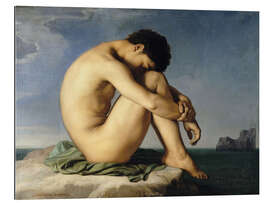 Gallery print Naked young man is sitting by the sea