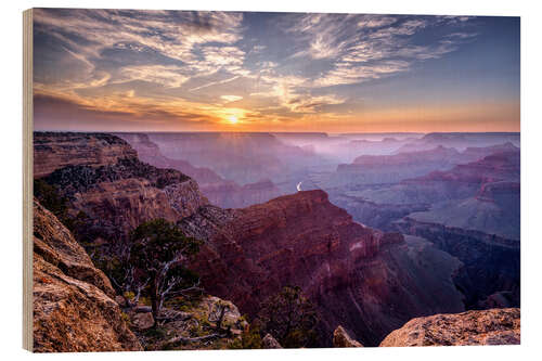 Wood print Sunset at Grand Canyon