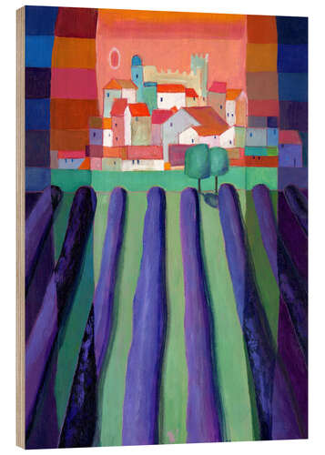 Hout print lavender fields