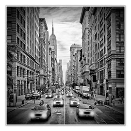 Veggbilde NYC 5th Avenue Traffic Monochrome - Melanie Viola