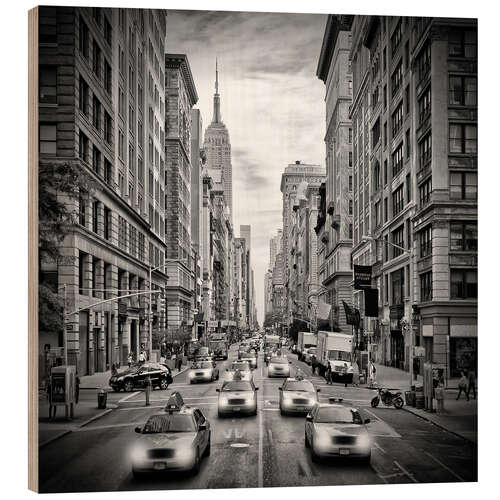 Wood print NYC 5th Avenue Traffic II