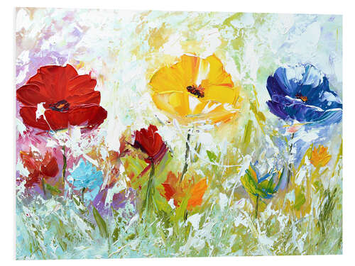 Foam board print Three abstract flowers