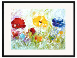 Gerahmter Kunstdruck Drei abstrakte Blumen