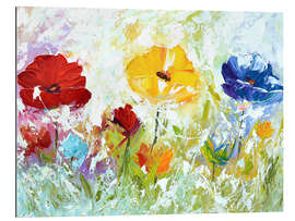 Tableau en plexi-alu Three abstract flowers