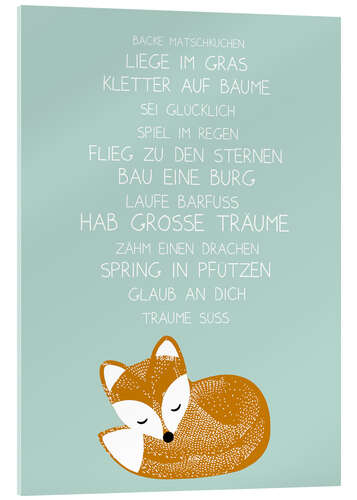 Acrylglasbild Hab große Träume mit Fuchs