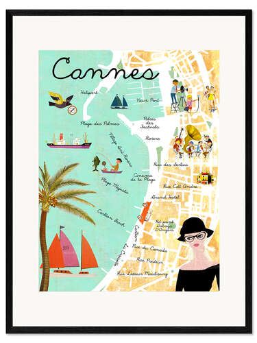 Plakat artystyczny premium w ramie Cannes vintage Collage