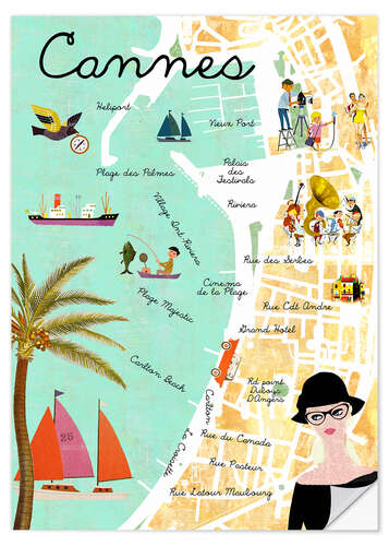 Wandsticker Cannes vintage Collage