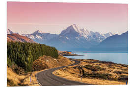 Foam board print Road to Aoraki, New Zealand