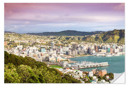 Selvklebende plakat Wellington in the morning, New Zealand