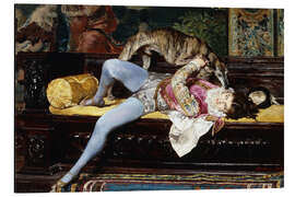 Magnettafel Ein Junge spielt mit einem Grauhund