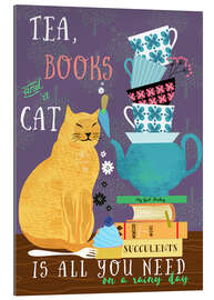 Gallery print Tea, books and a cat