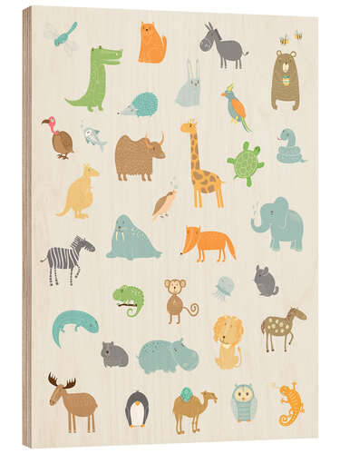 Wood print All my zoo animals