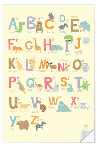 Sticker mural Alphabet des animaux (anglais)