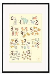 Gerahmter Kunstdruck Zahlentiere (Englisch)