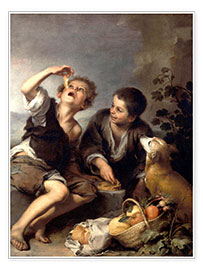 Tableau  Enfants mangeant un gâteau - Bartolomé Esteban Murillo