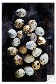 Naklejka na ścianę Quail eggs on Ebony