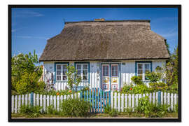 Gerahmter Kunstdruck Reetdachhaus an der Ostsee