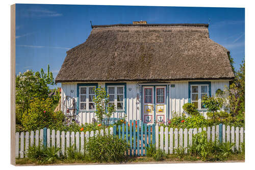 Wood print Thatched cottage on the Baltic Sea