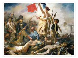 Poster  De vrijheid leidt het volk - Eugene Delacroix