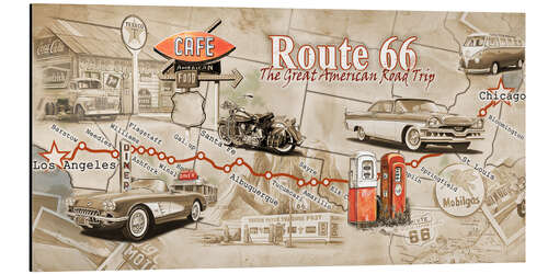 Aluminium print American West Road Trip Map