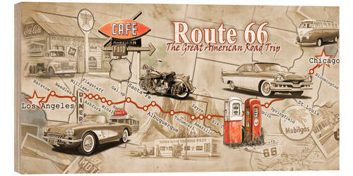 Tableau en bois American West Road Trip Map