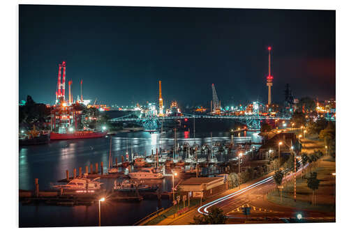 Foam board print Kaiser Wilhelm Bridge and marina in Wilhelmshaven from above